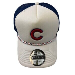 New Era Chicago Cubs Court Trucker 9FORTY Adjustable Hat White Blue Rope